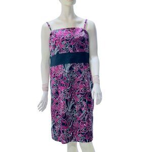 Ann Taylor LOFT Women Floral Print Strapless Dress Lined Pink Black Plus Size 18
